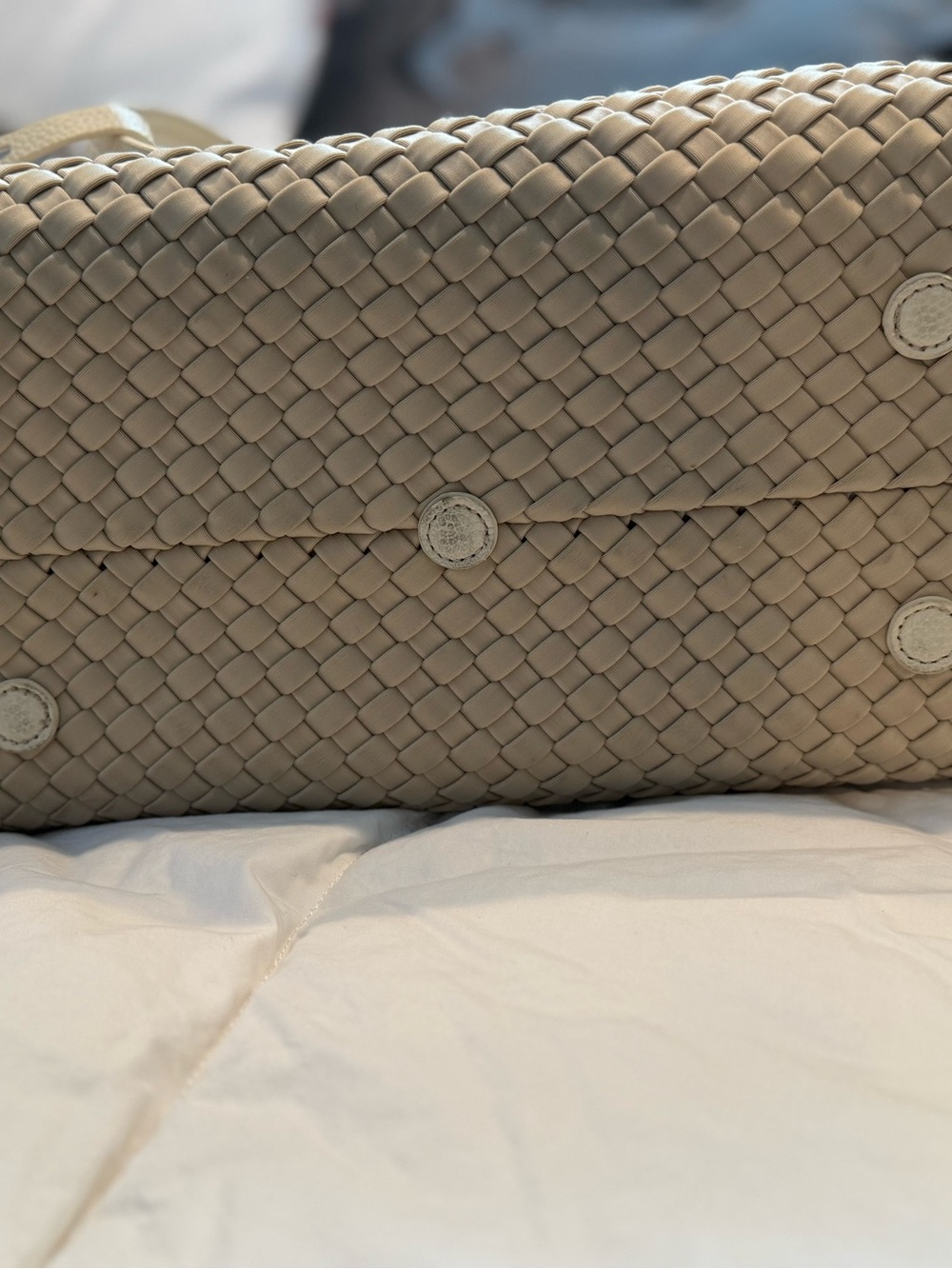 Naghedi Ecru Woven Tote Bag - Jetsetter Small Tote - Picture 10 of 15